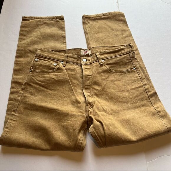 Levi's Men's Tan Jeans 501 Size 35 X 34 button fly 5 pocket Straight Leg - Picture 1 of 8